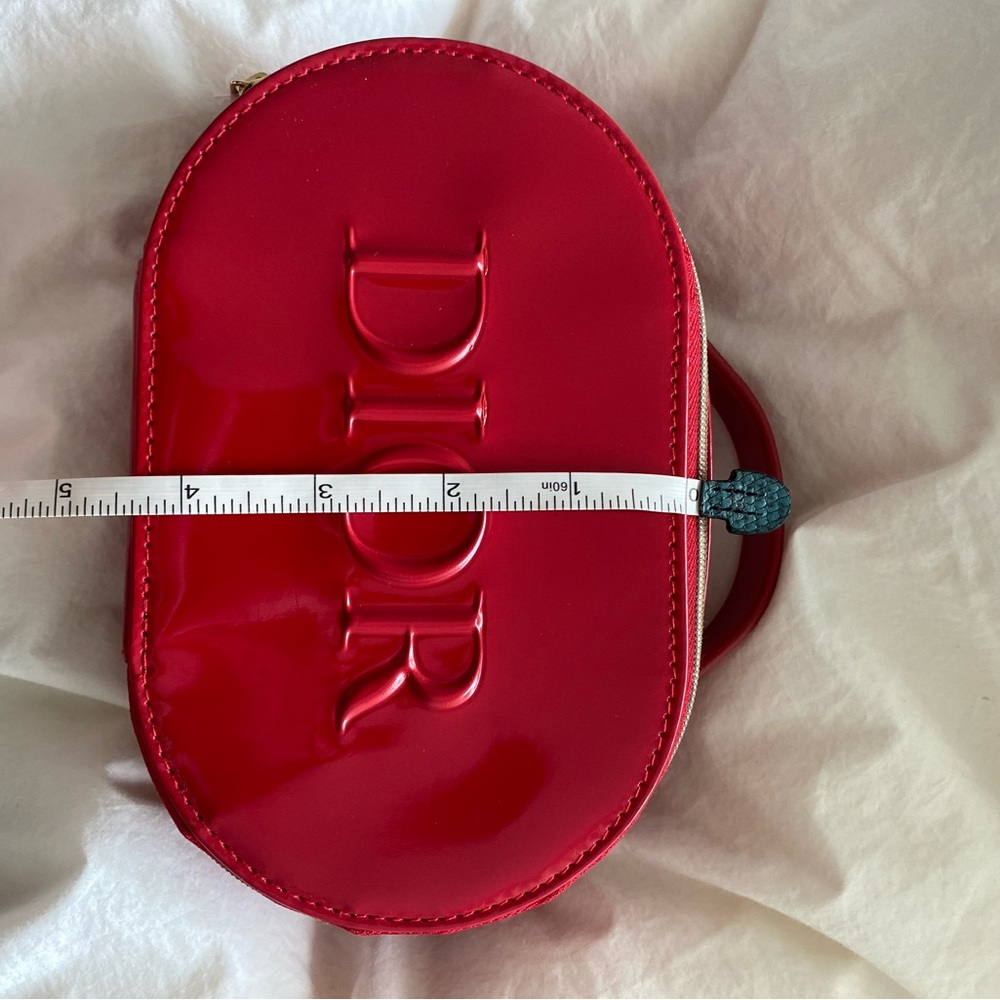 Dior Red Patent Cosmetic Bag with Embossed Logo - Picture 6 of 6